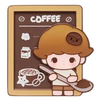 Aimant de réfrigérateur Pop Bean Coffee Factory « Dimoo fraîchement moulu à la main »