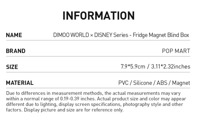 Boîte aveugle aimantée pour réfrigérateur de la série DIMOO WORLD × DISNEY Boîte aveugle aimantée pour réfrigérateur de la série DIMOO WORLD × DISNEY