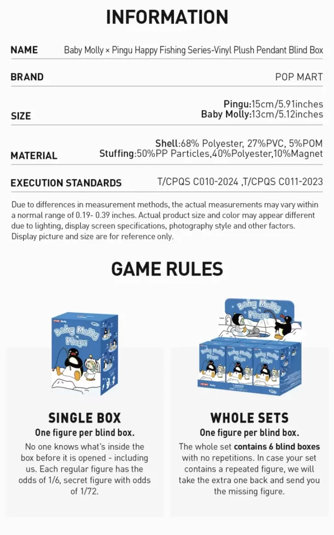 Boîte surprise en peluche vinyle Baby Molly × Pingu Happy Fishing Series Boîte surprise en peluche vinyle Baby Molly × Pingu Happy Fishing Series