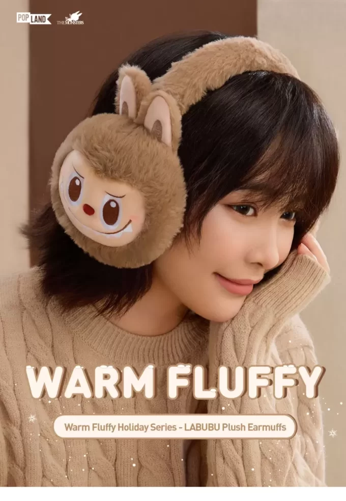 Cache-oreilles en peluche LABUBU, série de vacances chaudes et moelleuses