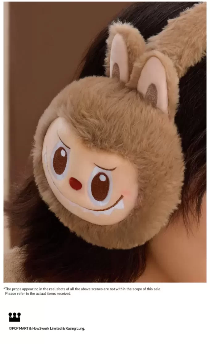 Cache-oreilles en peluche LABUBU, série de vacances chaudes et moelleuses