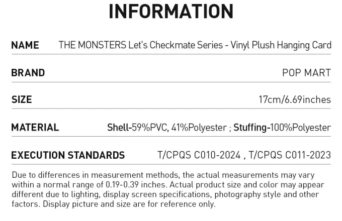 Carte à suspendre en vinyle et peluche de la série Let’s Checkmate des MONSTRES