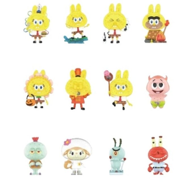 Coffret scellé Pop Mart x Bob l&rsquo;éponge les monstres Labubu (12 boîtes aveugles)