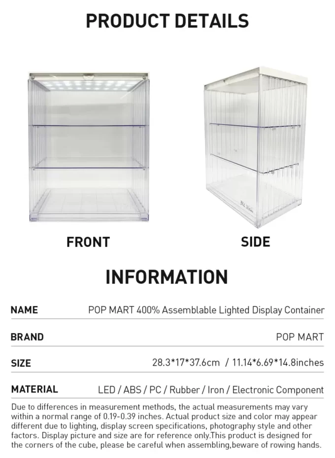 Conteneur d’affichage lumineux assemblable à 400 % POP MART Conteneur d’affichage lumineux assemblable à 400 % POP MART