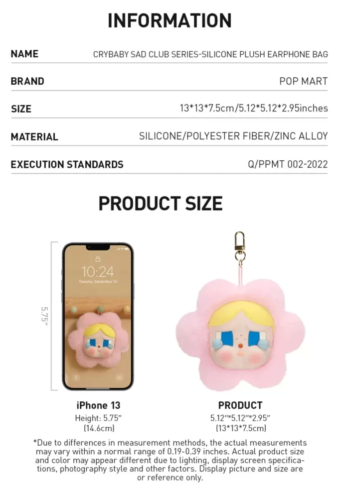 CRYBABY Sad Club Series – Sac en peluche pour écouteurs en silicone