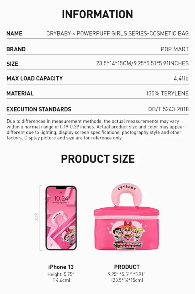 CRYBABY × Série Powerpuff Girls – Trousse de maquillage