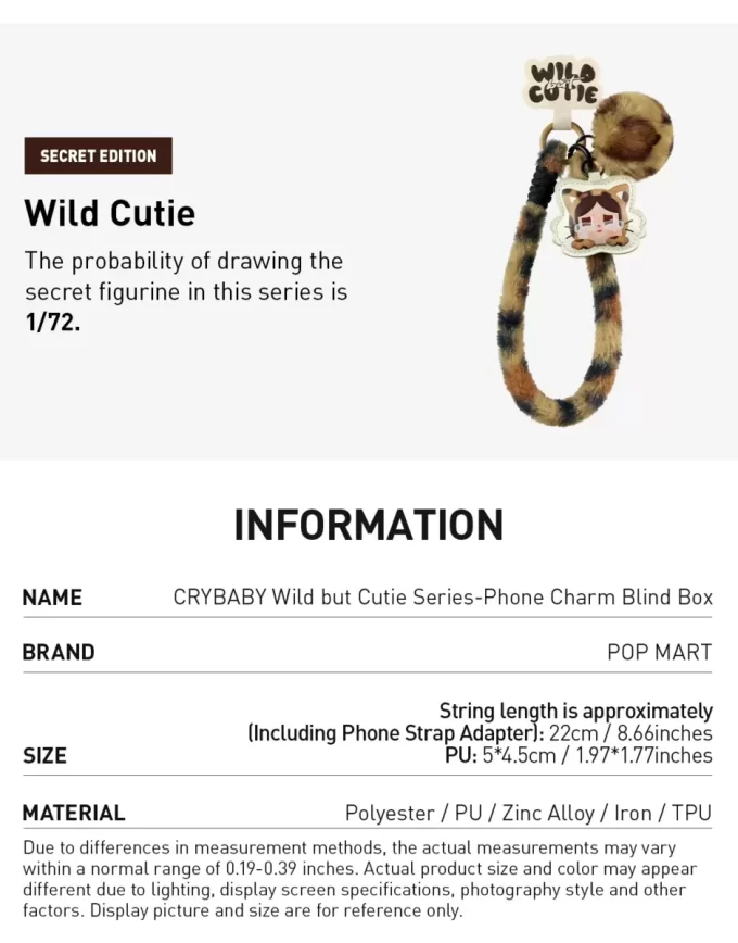 CRYBABY Wild But Cutie Series – Boîte mystère de breloques pour téléphone CRYBABY Wild But Cutie Series – Boîte mystère de breloques pour téléphone