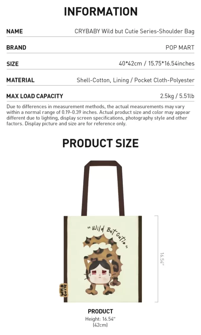 CRYBABY Wild But Cutie Series – Sac à bandoulière CRYBABY Wild But Cutie Series – Sac à bandoulière