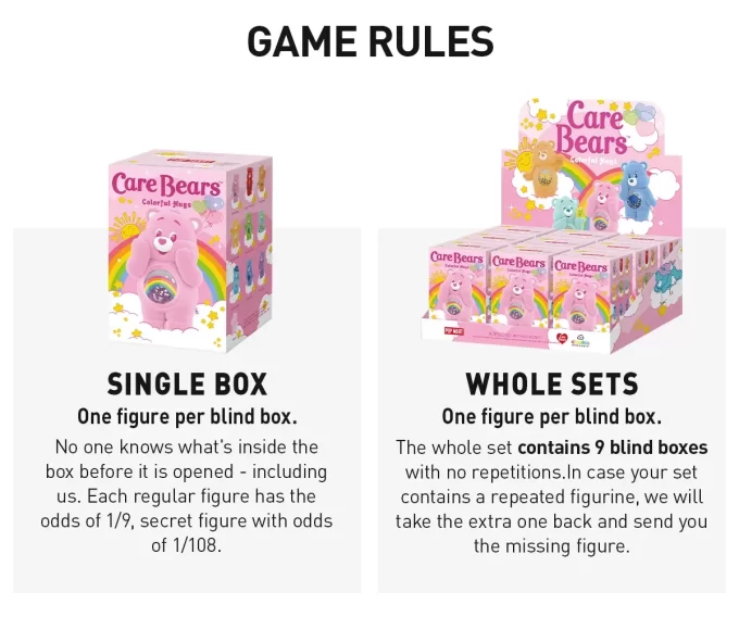 Figurines de la série Care Bears Colorful Hugs