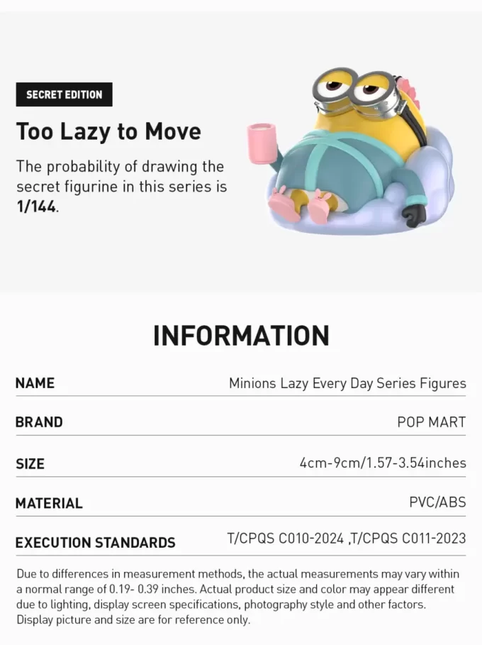 Figurines de la série Minions Lazy Every Day