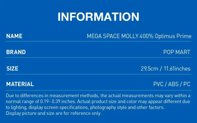 MÉGA ESPACE MOLLY 400% Optimus Prime MÉGA ESPACE MOLLY 400% Optimus Prime