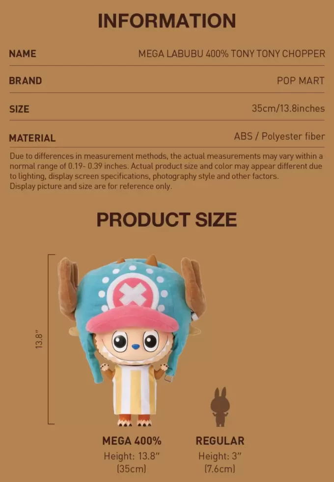 MÉGA LABUBU 400% TONY TONY CHOPPER MÉGA LABUBU 400% TONY TONY CHOPPER