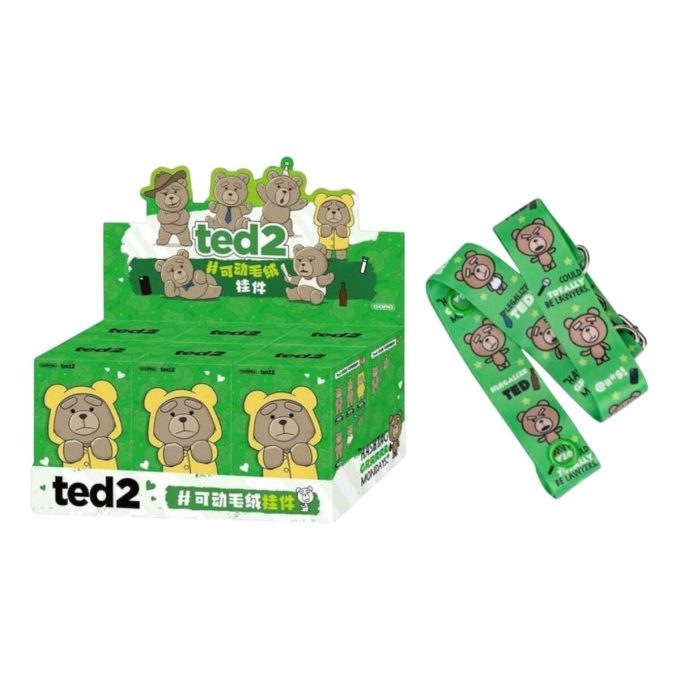 Pendentif en peluche Ted2 Teddy Bear Action, coffret scellé (6 boîtes aveugles) + bonus spécial bavette et bretelles
