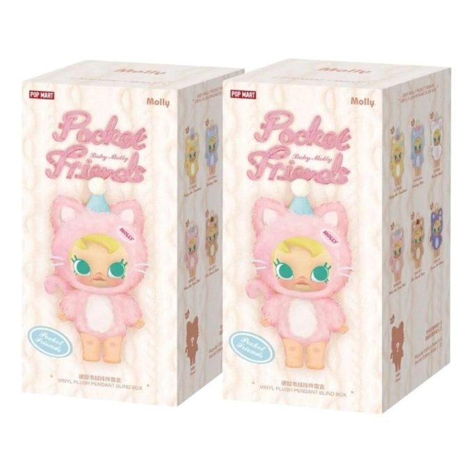 Pendentif en peluche vinyle Baby Molly Pocket Friends, coffret scellé (2 boîtes aveugles)