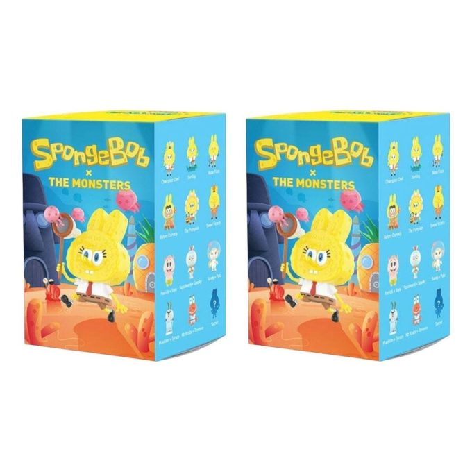 Pop Mart x Bob l&rsquo;éponge Les Monstres Labubu Coffret scellé (2 boîtes aveugles)