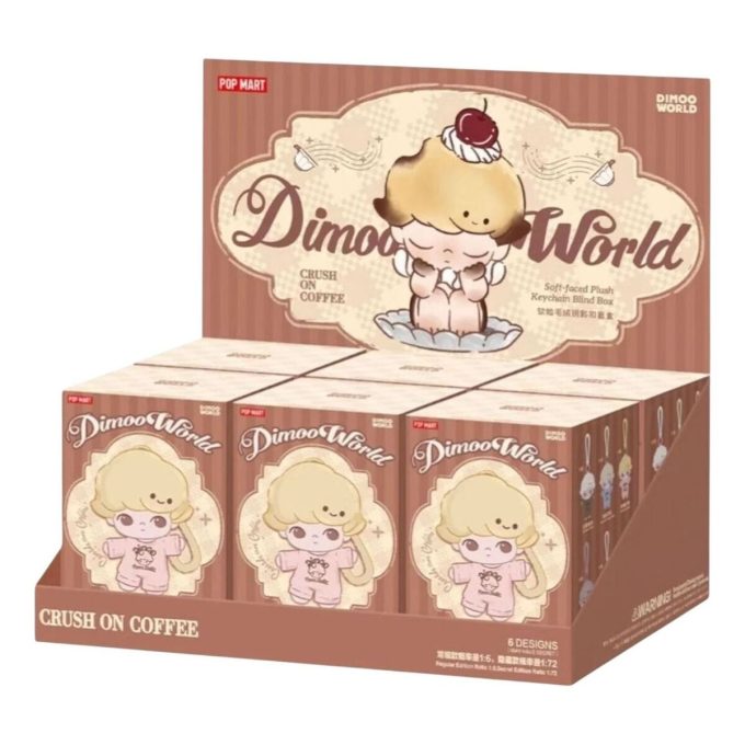 Porte-clés en peluche Dimoo Crush on Coffee, coffret scellé (6 boîtes aveugles)