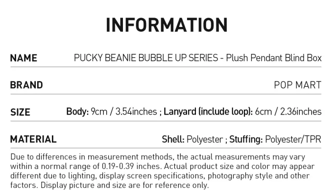 PUCKY BEANIE BUBBLE UP SERIES – Boîte surprise en peluche suspendue