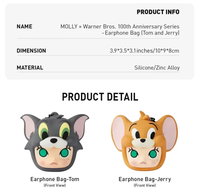 Sacoche pour écouteurs MOLLY X Warner Bros. 100e anniversaire (Tom et Jerry)