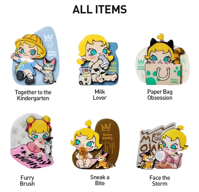Série Baby Molly et Baby Tabby – Boîte aveugle aimantée pour réfrigérateur Série Baby Molly et Baby Tabby – Boîte aveugle aimantée pour réfrigérateur