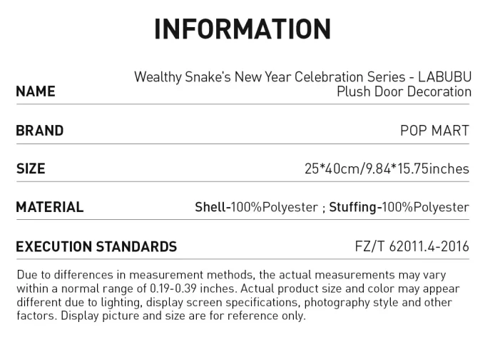 Série de célébrations du Nouvel An de Wealthy Snake – Décoration de porte en peluche LABUBU