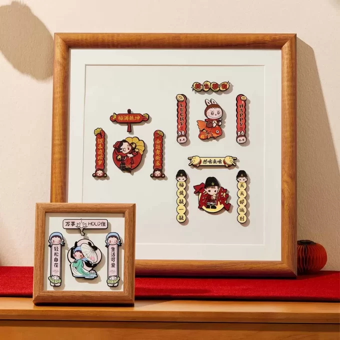 Série de célébrations du Nouvel An de Wealthy Snake – Mini couplets printaniers, boîte magnétique pour réfrigérateur