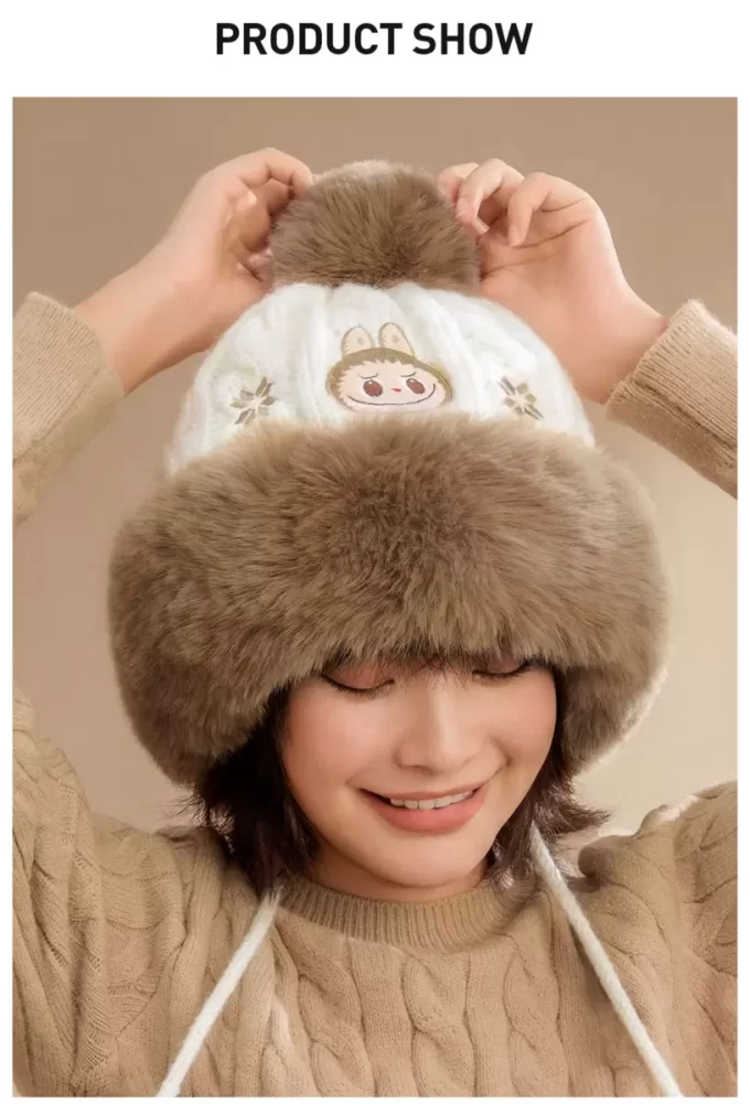 Série de vacances chaudes et moelleuses – Bonnet en peluche LABUBU Série de vacances chaudes et moelleuses – Bonnet en peluche LABUBU
