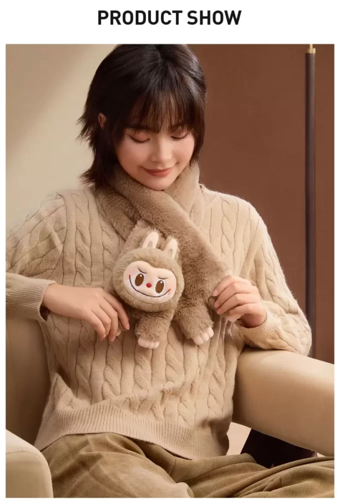Série de vacances chaudes et moelleuses – Écharpe en peluche LABUBU