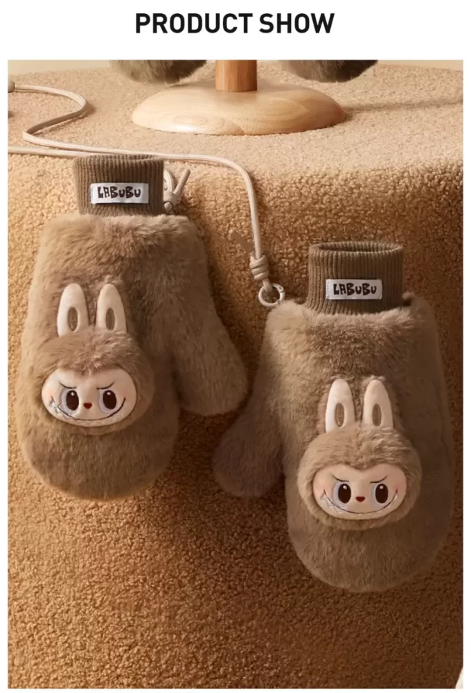 Série de vacances chaudes et moelleuses – Gants en peluche LABUBU Série de vacances chaudes et moelleuses – Gants en peluche LABUBU