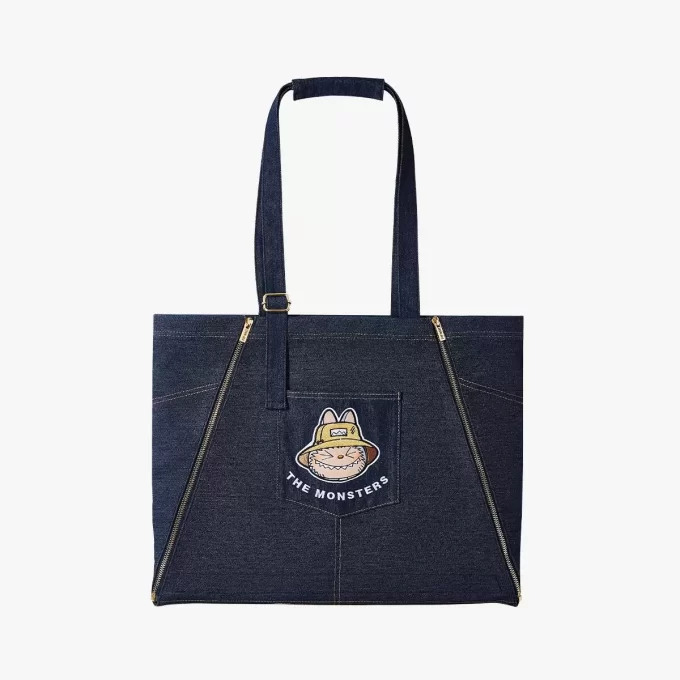 SÉRIE LES MONSTRES TOMBERENT À L&rsquo;ÉTAT SAUVAGE – Sac tablier en jean