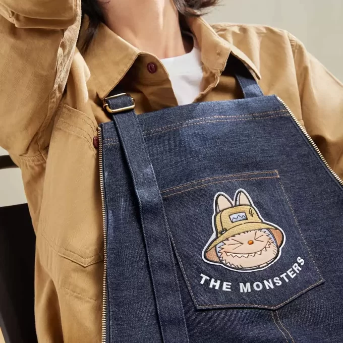 SÉRIE LES MONSTRES TOMBERENT À L&rsquo;ÉTAT SAUVAGE – Sac tablier en jean