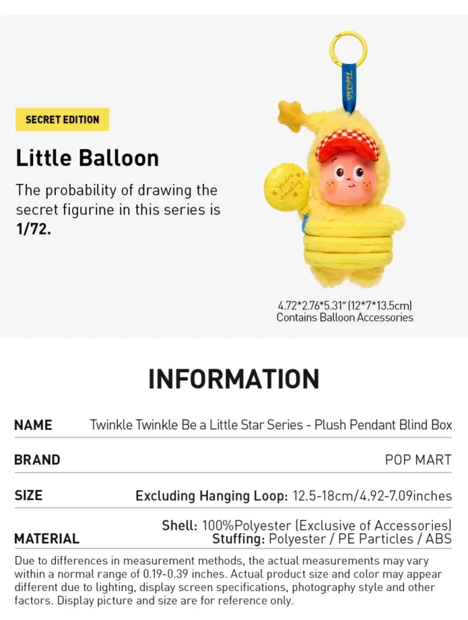 Série Twinkle Twinkle Be A Little Star – Boîte surprise avec pendentif en peluche Série Twinkle Twinkle Be A Little Star – Boîte surprise avec pendentif en peluche