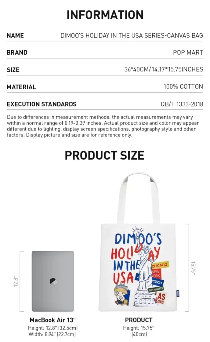 SÉRIE VACANCES AUX USA DE DIMOO – Sac en toile